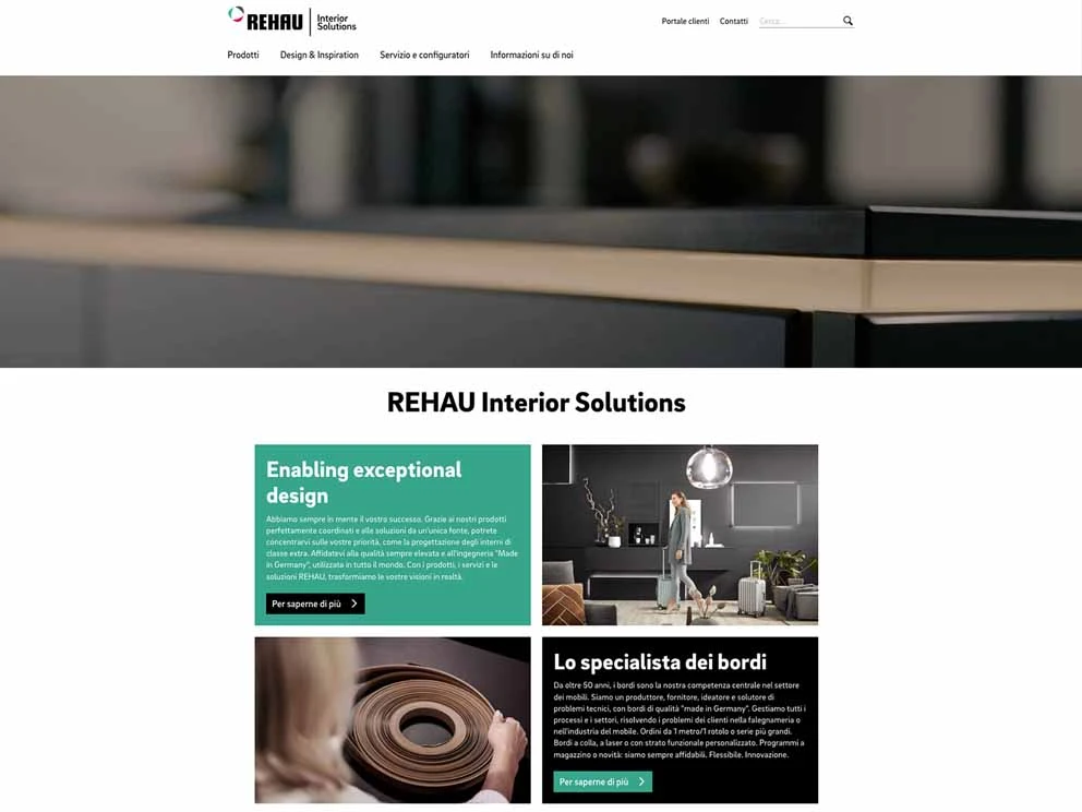 REHAU Interior Solutions: novo sítio Web, referência digital para os fabricantes de mobiliário